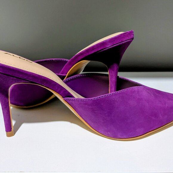 ALDO “LABAUVE-50” Heels – Purple Suede Pointed Mules - Picture 1 of 4